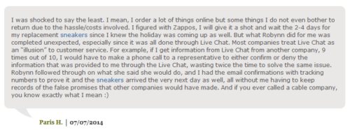 zappos testimonial