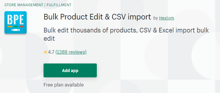 bulk product edit and CSV import