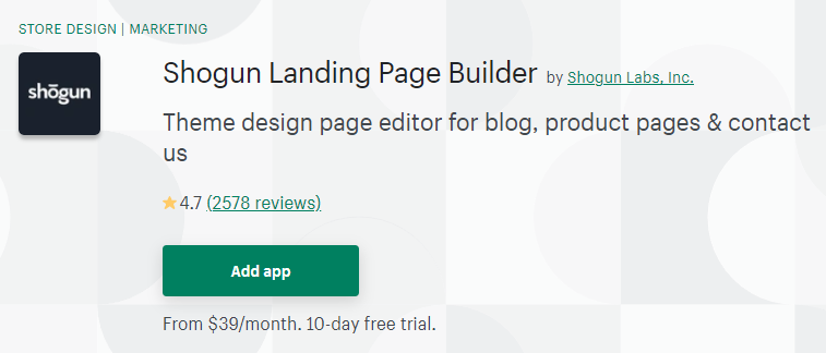 shogun landing page builder